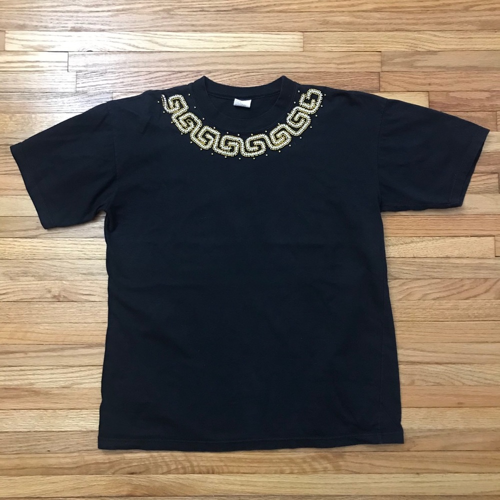 Vintage Bank T-Shirt with Beaded Collar Detail
